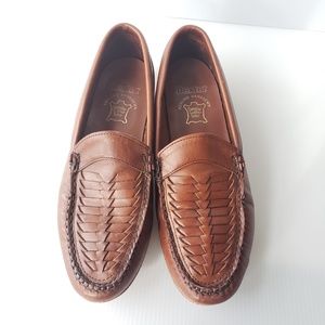Dexter Brown Woven Leather 7.5 M Loafers Flats 90s
